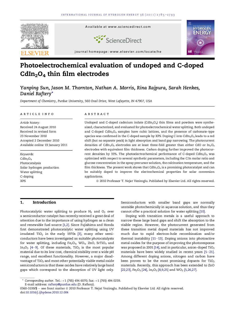 Photoelectrochemical evaluation of undoped and C-doped CdIn2O4 thin film electrodes