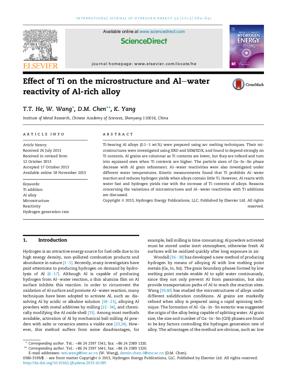 Effect of Ti on the microstructure and Al–water reactivity of Al-rich alloy