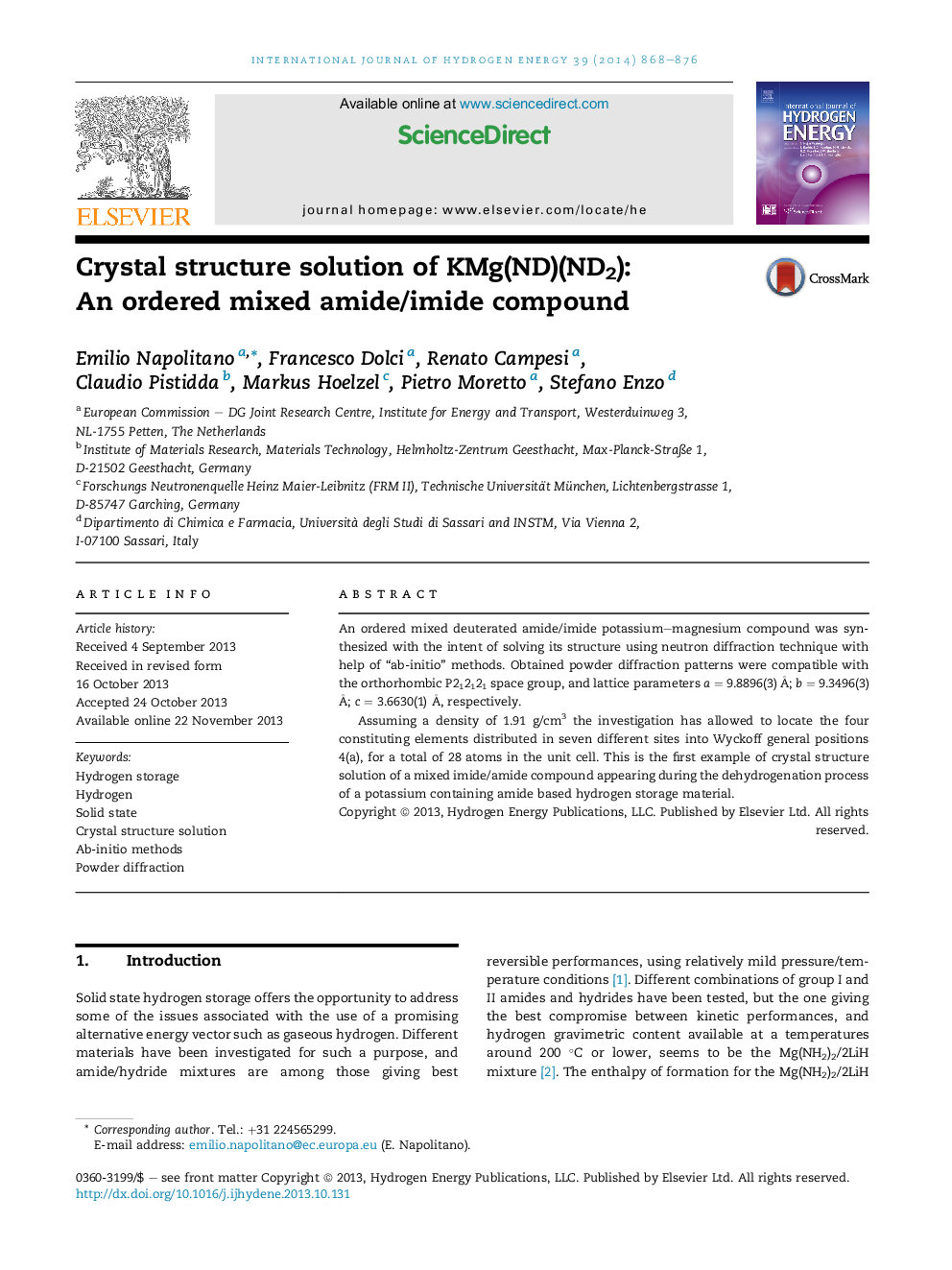 Crystal structure solution of KMg(ND)(ND2): An ordered mixed amide/imide compound