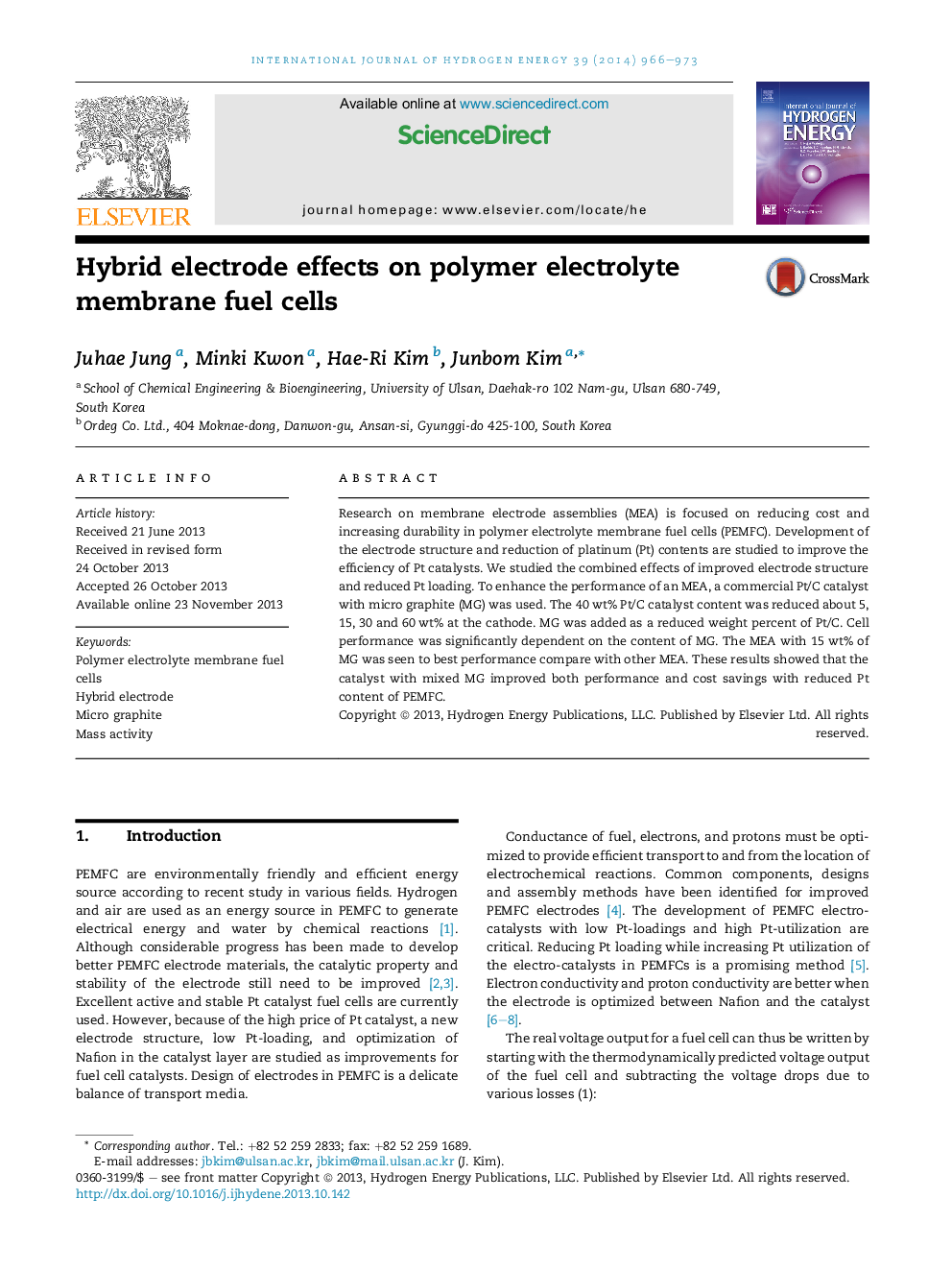 Hybrid electrode effects on polymer electrolyte membrane fuel cells