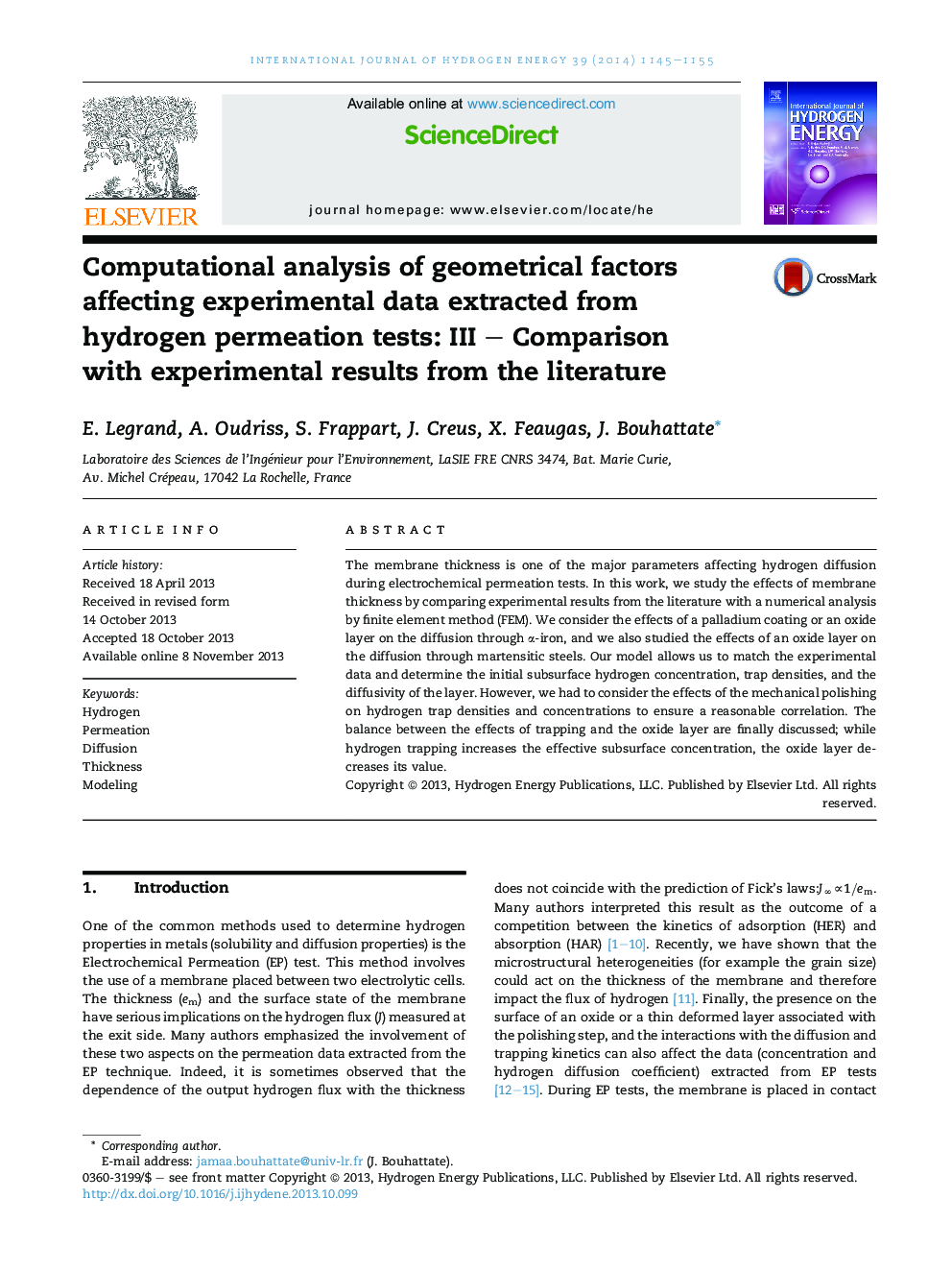 Computational analysis of geometrical factors affecting experimental data extracted from hydrogen permeation tests: III – Comparison with experimental results from the literature