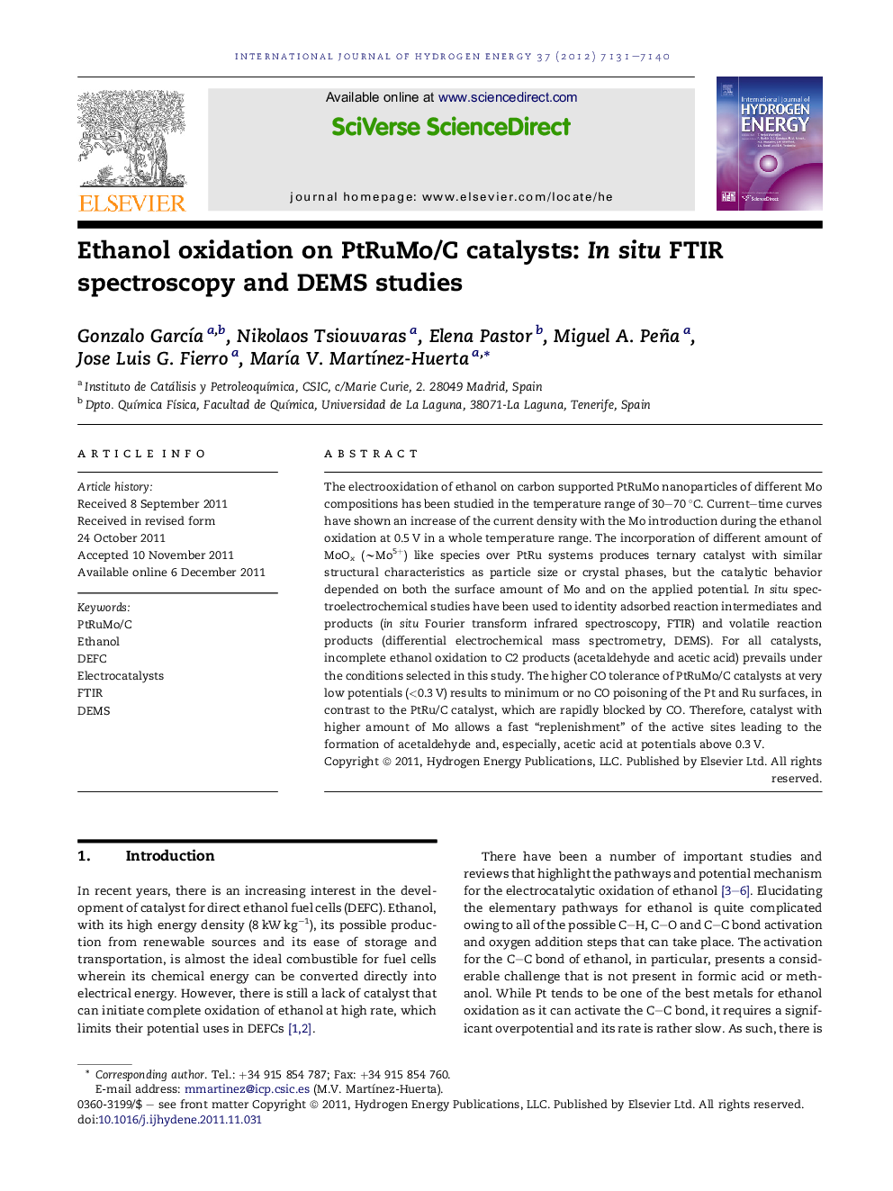 Ethanol oxidation on PtRuMo/C catalysts: In situ FTIR spectroscopy and DEMS studies