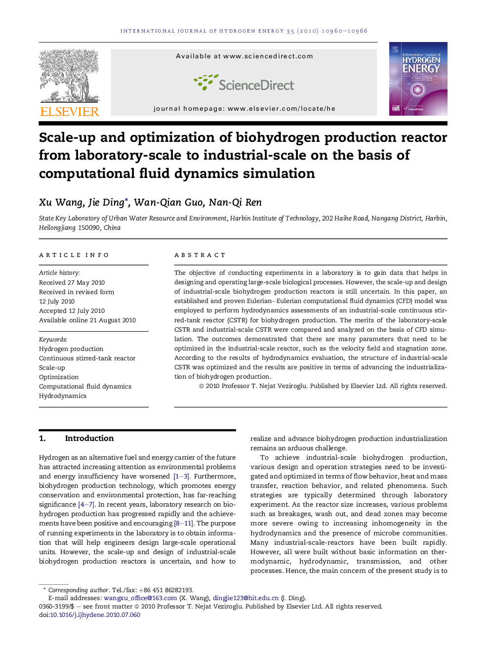 Scale-up and optimization of biohydrogen production reactor from laboratory-scale to industrial-scale on the basis of computational fluid dynamics simulation