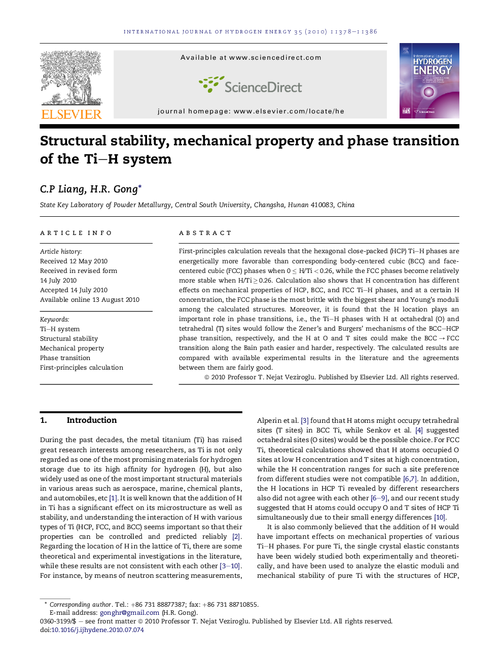 Structural stability, mechanical property and phase transition of the Ti–H system