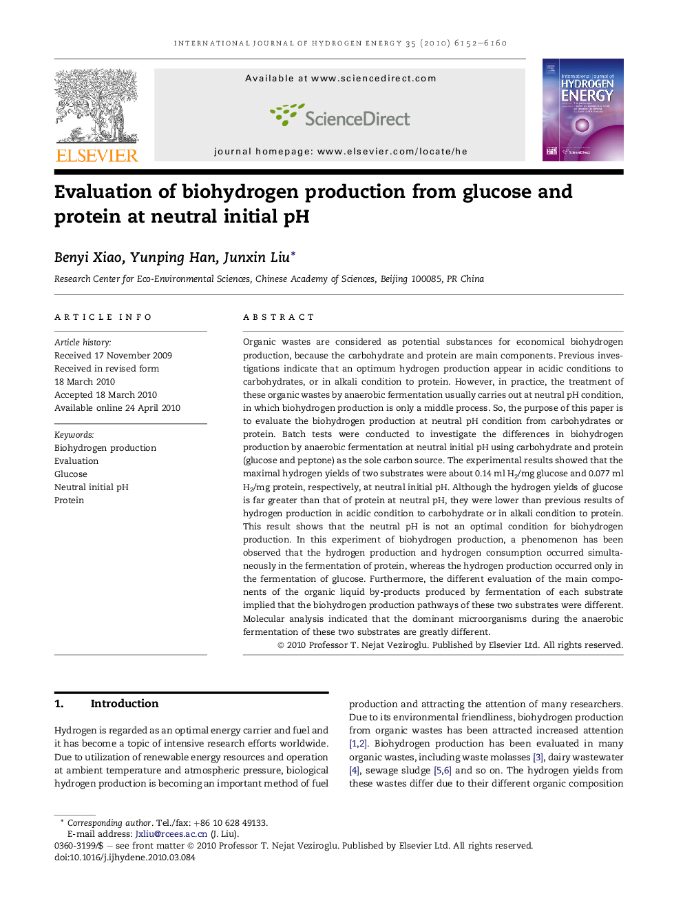 Evaluation of biohydrogen production from glucose and protein at neutral initial pH