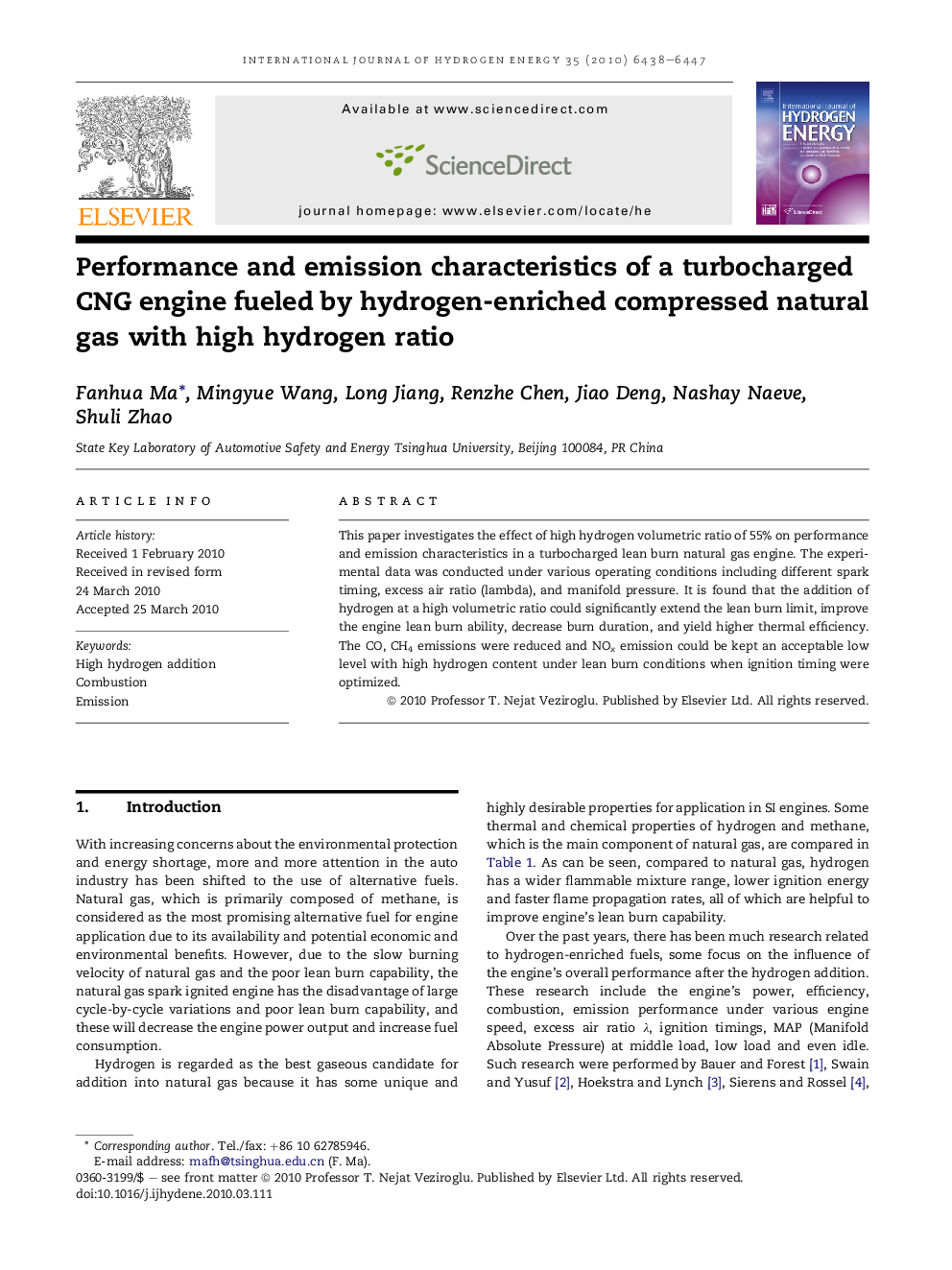 Performance and emission characteristics of a turbocharged CNG engine fueled by hydrogen-enriched compressed natural gas with high hydrogen ratio