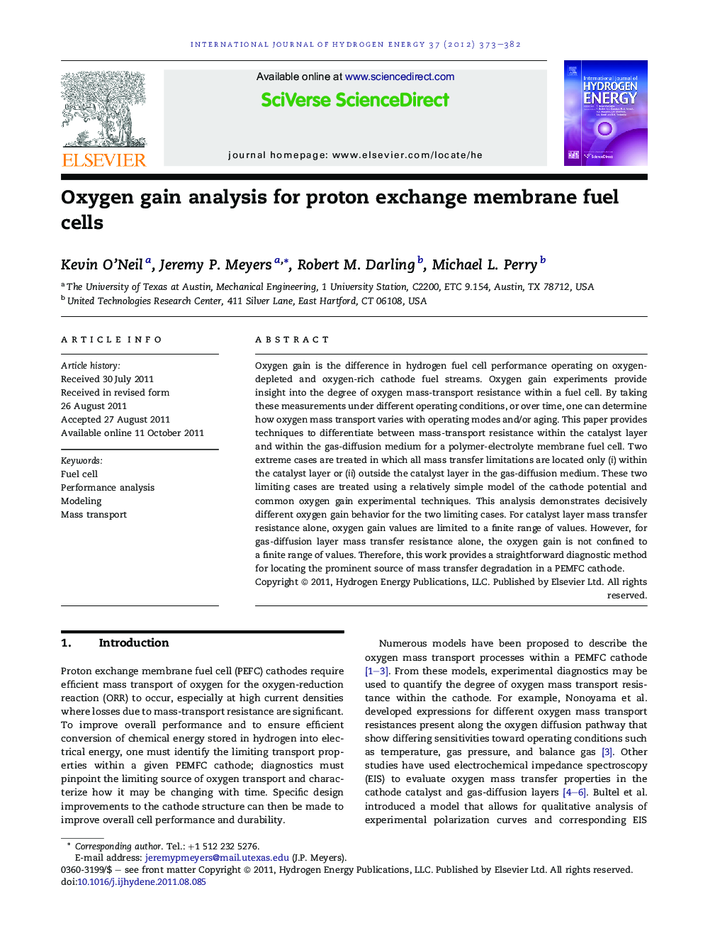 Oxygen gain analysis for proton exchange membrane fuel cells