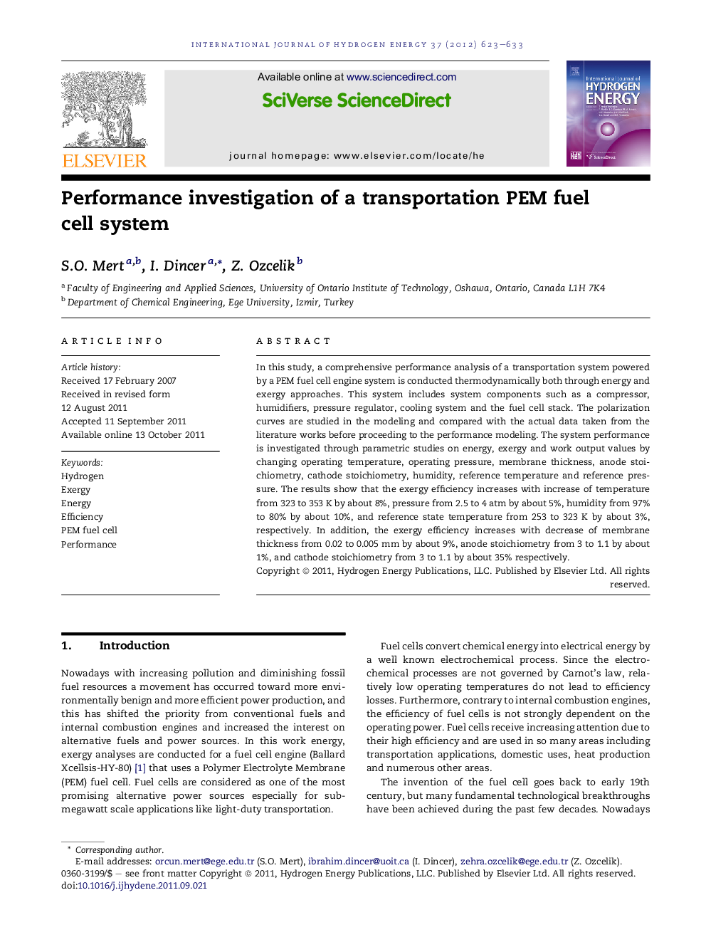 Performance investigation of a transportation PEM fuel cell system