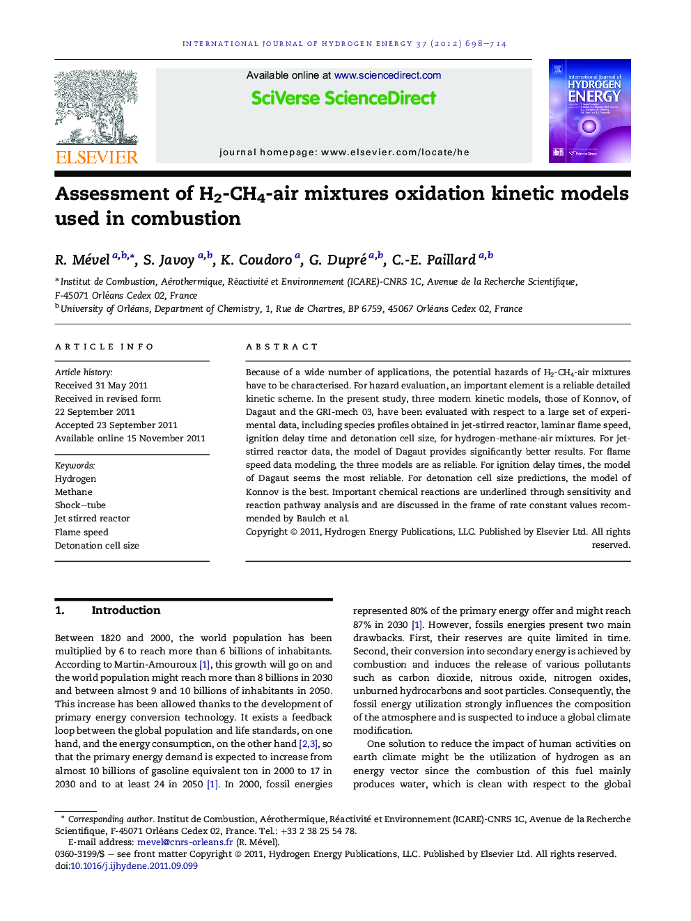 Assessment of H2-CH4-air mixtures oxidation kinetic models used in combustion