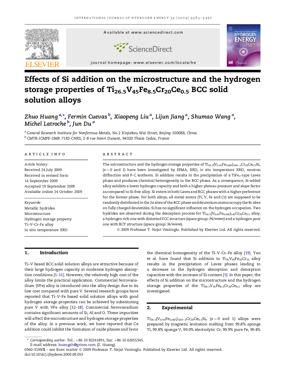 Effects of Si addition on the microstructure and the hydrogen storage properties of Ti26.5V45Fe8.5Cr20Ce0.5 BCC solid solution alloys