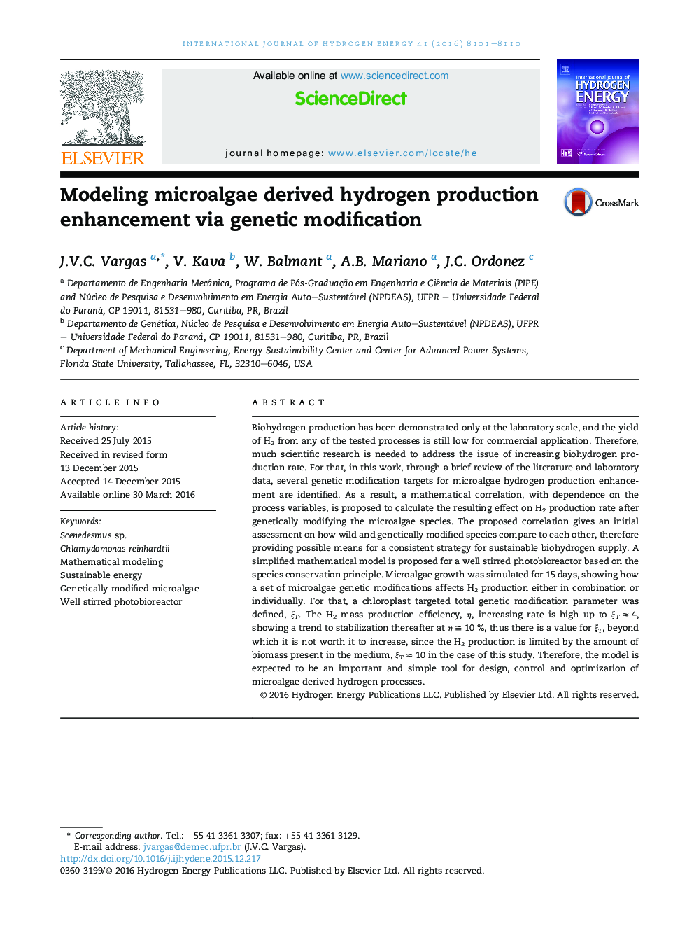 Modeling microalgae derived hydrogen production enhancement via genetic modification