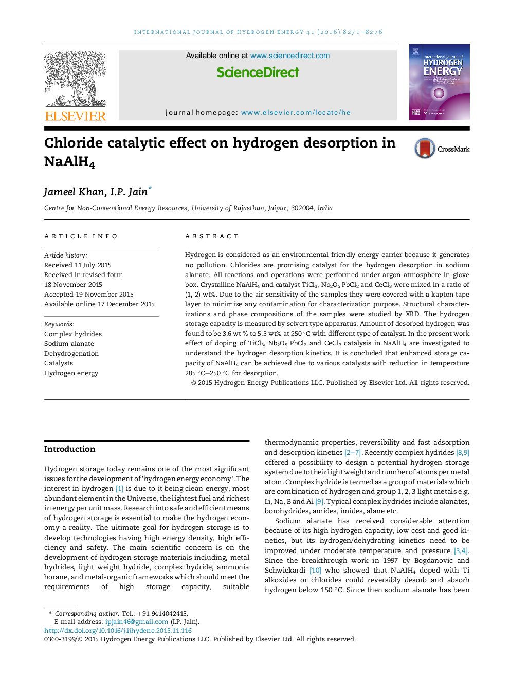 Chloride catalytic effect on hydrogen desorption in NaAlH4