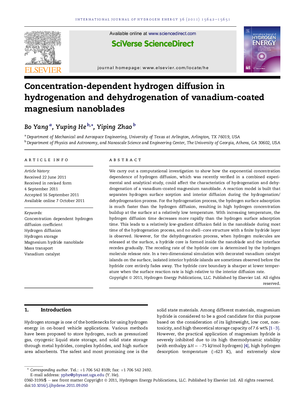 Concentration-dependent hydrogen diffusion in hydrogenation and dehydrogenation of vanadium-coated magnesium nanoblades