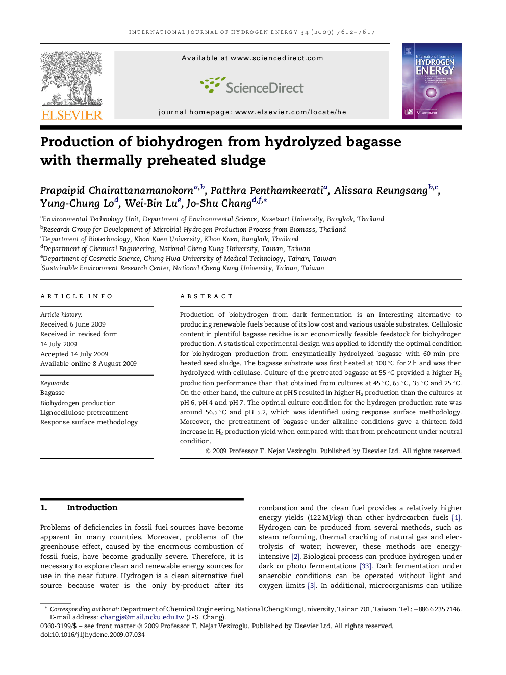 Production of biohydrogen from hydrolyzed bagasse with thermally preheated sludge