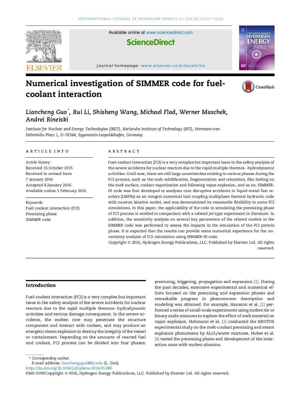 Numerical investigation of SIMMER code for fuel-coolant interaction