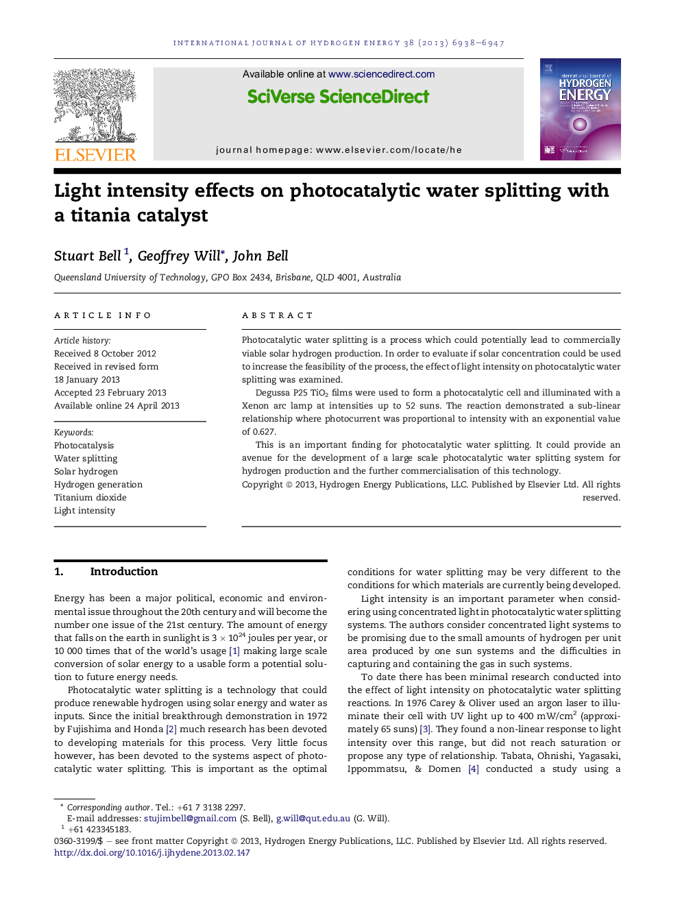 Light intensity effects on photocatalytic water splitting with a titania catalyst