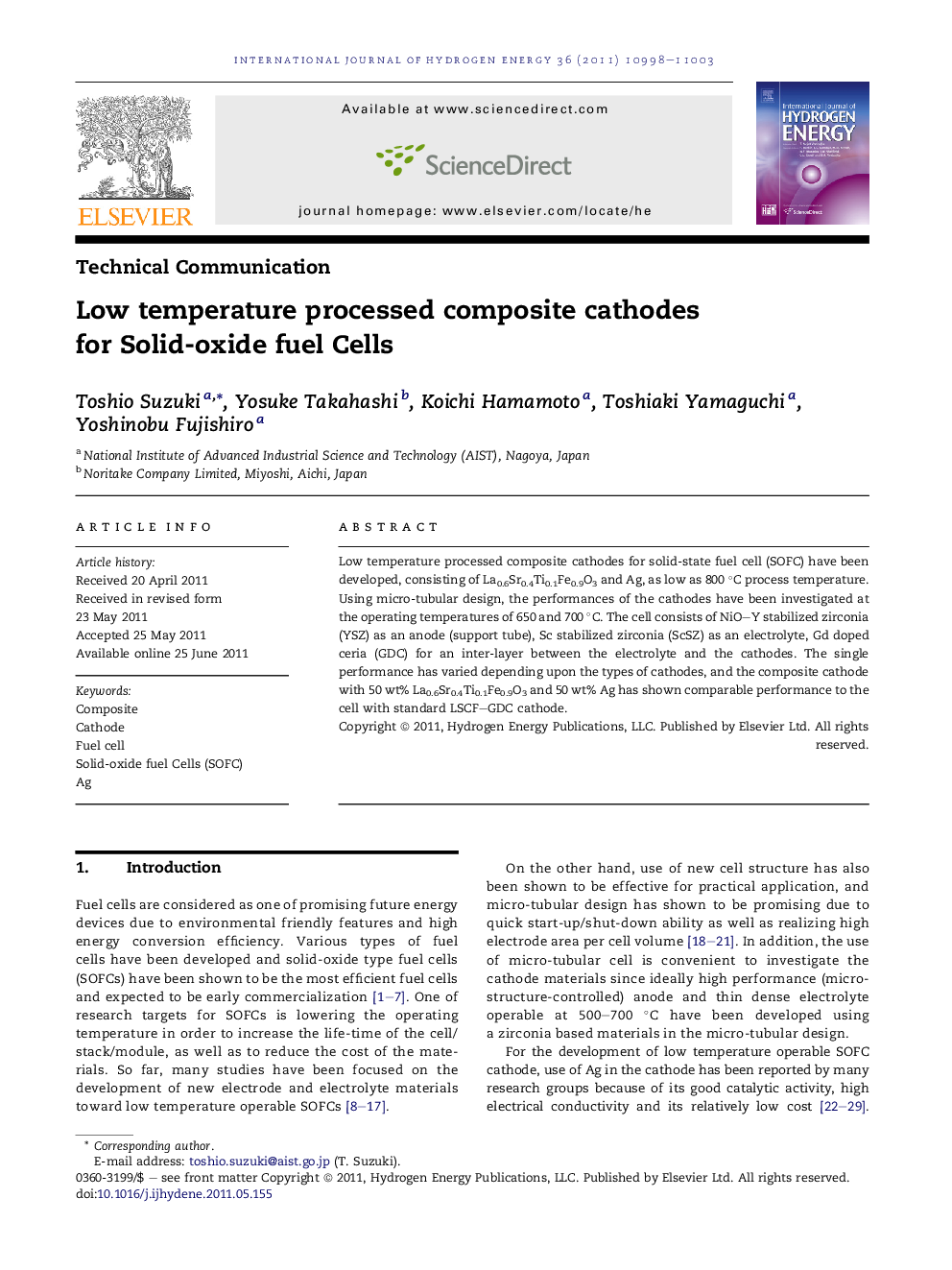 Low temperature processed composite cathodes for Solid-oxide fuel Cells