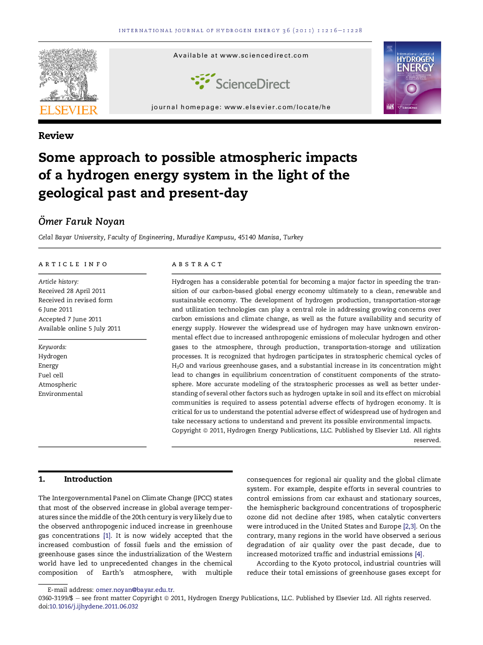 Some approach to possible atmospheric impacts of a hydrogen energy system in the light of the geological past and present-day