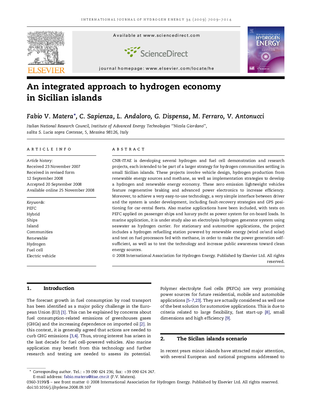 An integrated approach to hydrogen economy in Sicilian islands