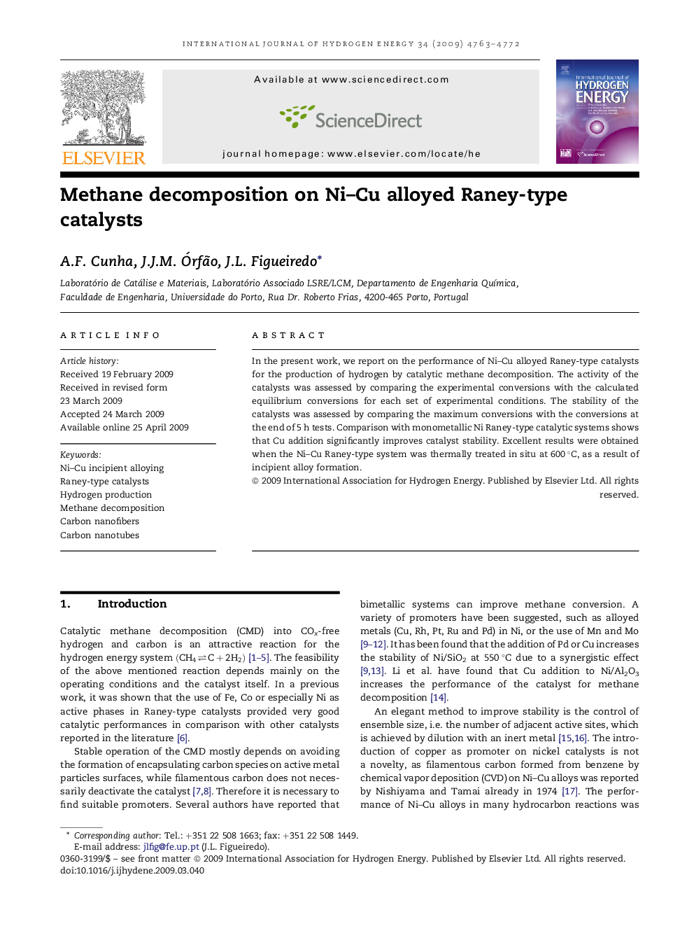 Methane decomposition on Ni–Cu alloyed Raney-type catalysts