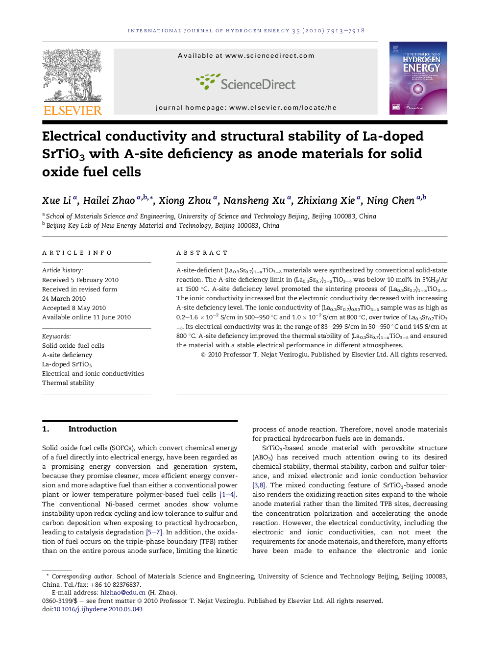 Electrical conductivity and structural stability of La-doped SrTiO3 with A-site deficiency as anode materials for solid oxide fuel cells