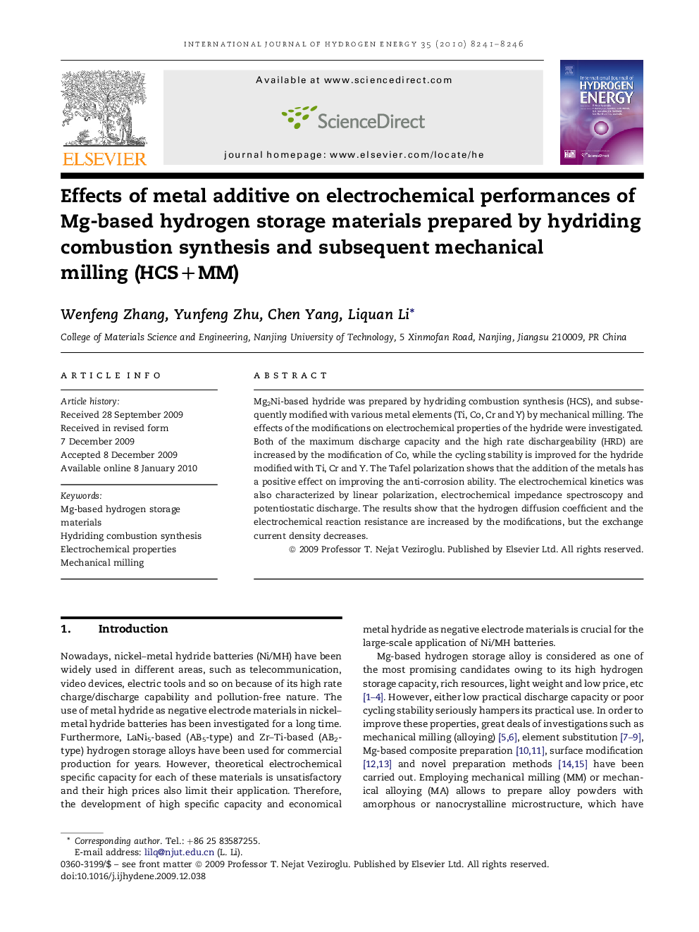 Effects of metal additive on electrochemical performances of Mg-based hydrogen storage materials prepared by hydriding combustion synthesis and subsequent mechanical milling (HCS+MM)