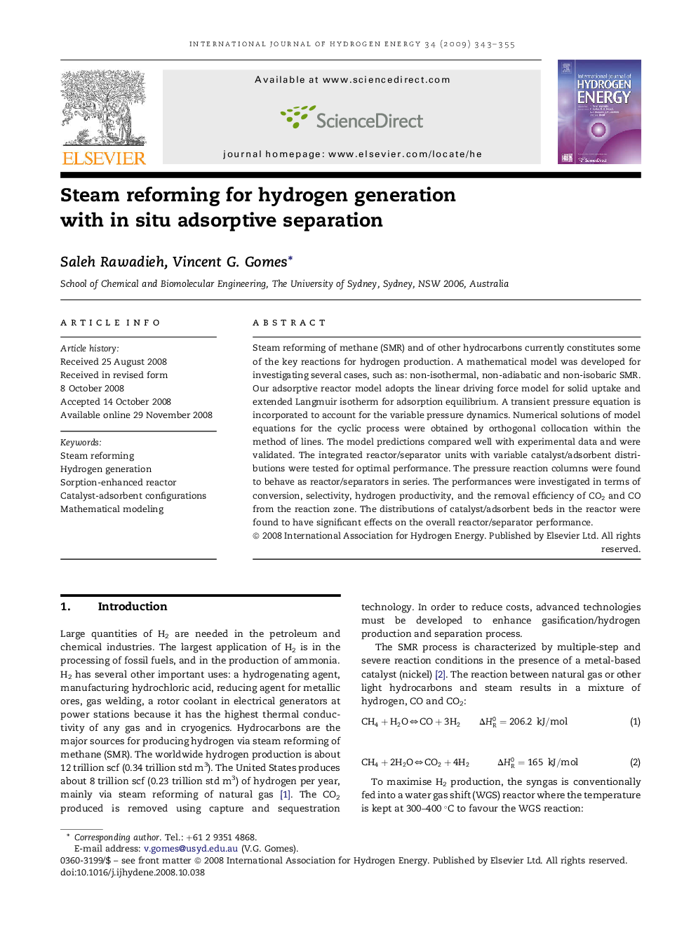 Steam reforming for hydrogen generation with in situ adsorptive separation