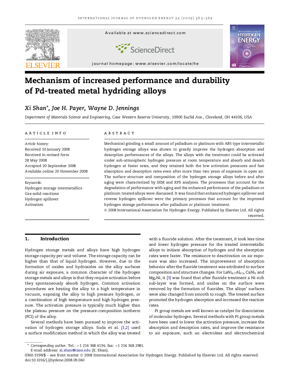 Mechanism of increased performance and durability of Pd-treated metal hydriding alloys