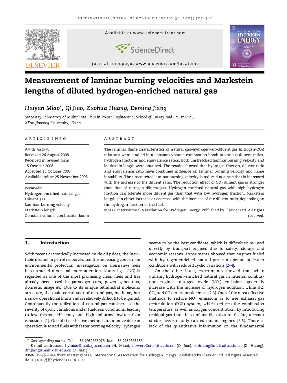 Measurement of laminar burning velocities and Markstein lengths of diluted hydrogen-enriched natural gas