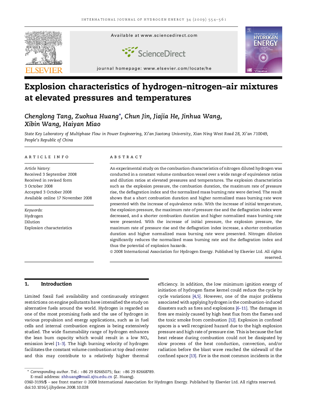 Explosion characteristics of hydrogen–nitrogen–air mixtures at elevated pressures and temperatures