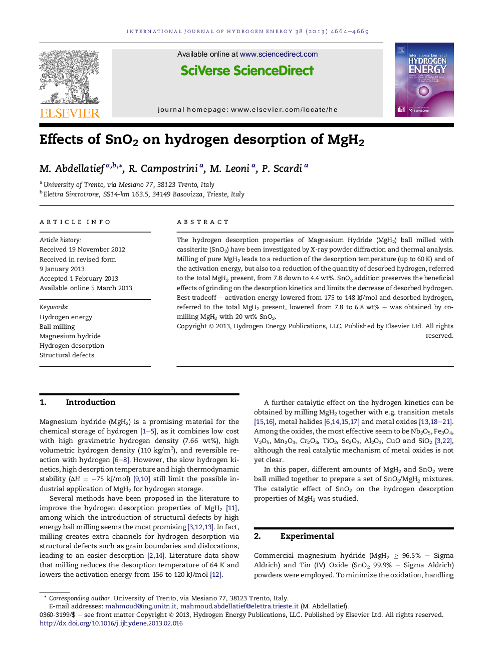 Effects of SnO2 on hydrogen desorption of MgH2