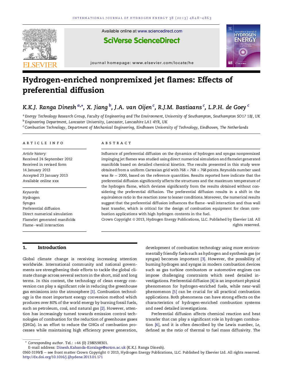 Hydrogen-enriched nonpremixed jet flames: Effects of preferential diffusion