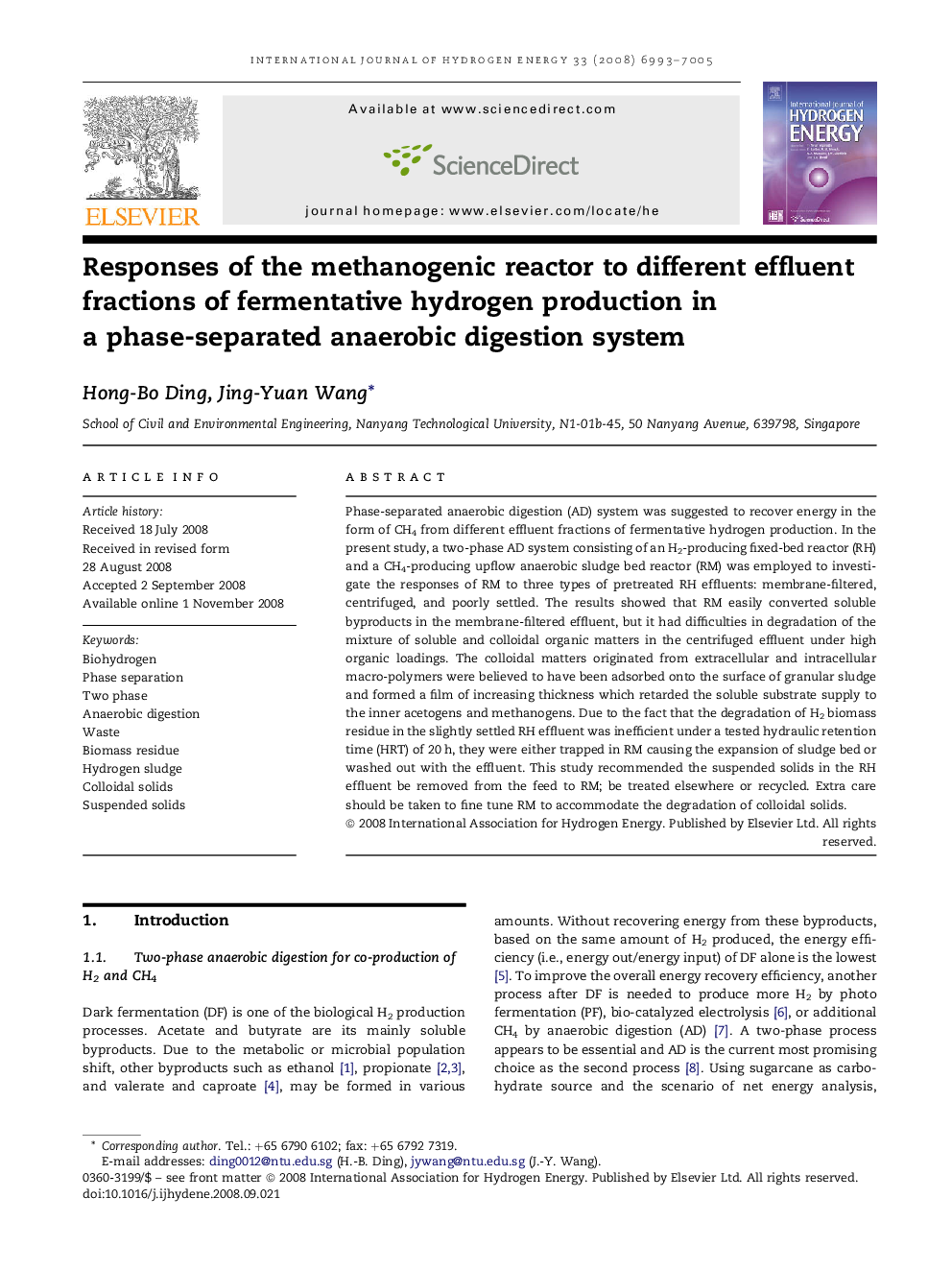 Responses of the methanogenic reactor to different effluent fractions of fermentative hydrogen production in a phase-separated anaerobic digestion system