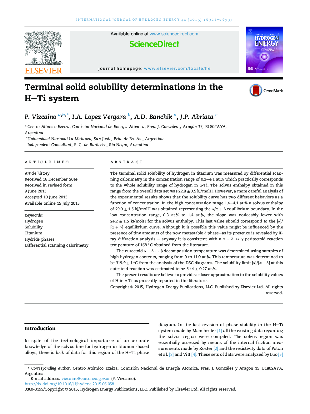 Terminal solid solubility determinations in the H–Ti system