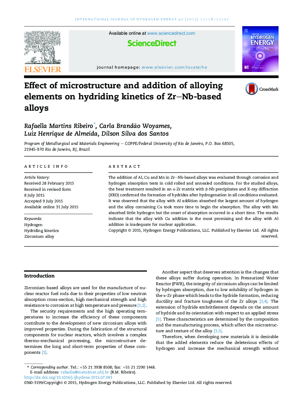 Effect of microstructure and addition of alloying elements on hydriding kinetics of Zr–Nb-based alloys