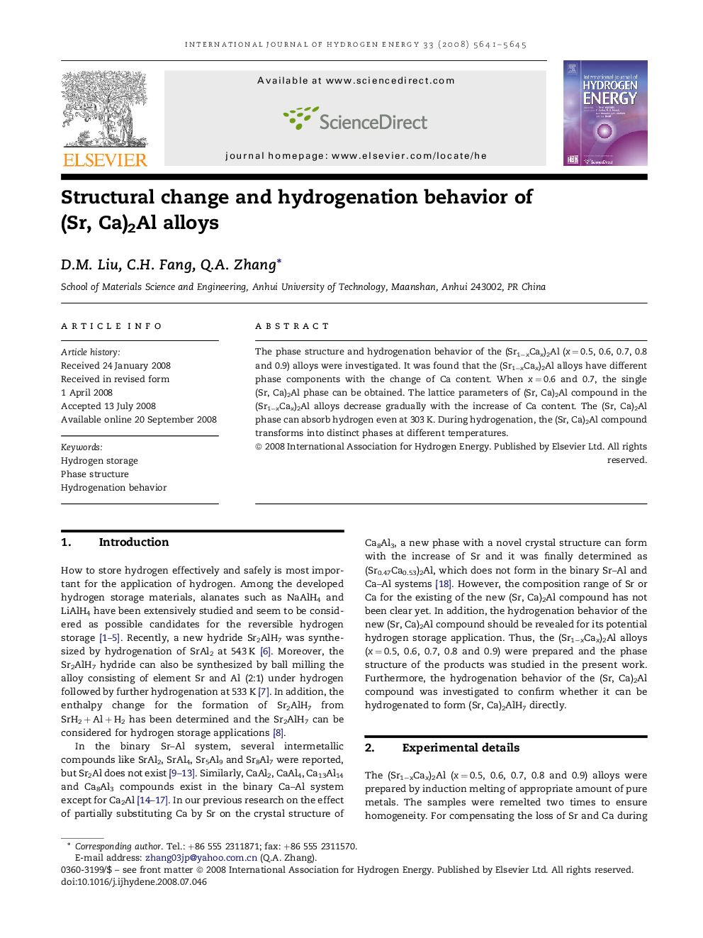 Structural change and hydrogenation behavior of (Sr, Ca)2Al alloys