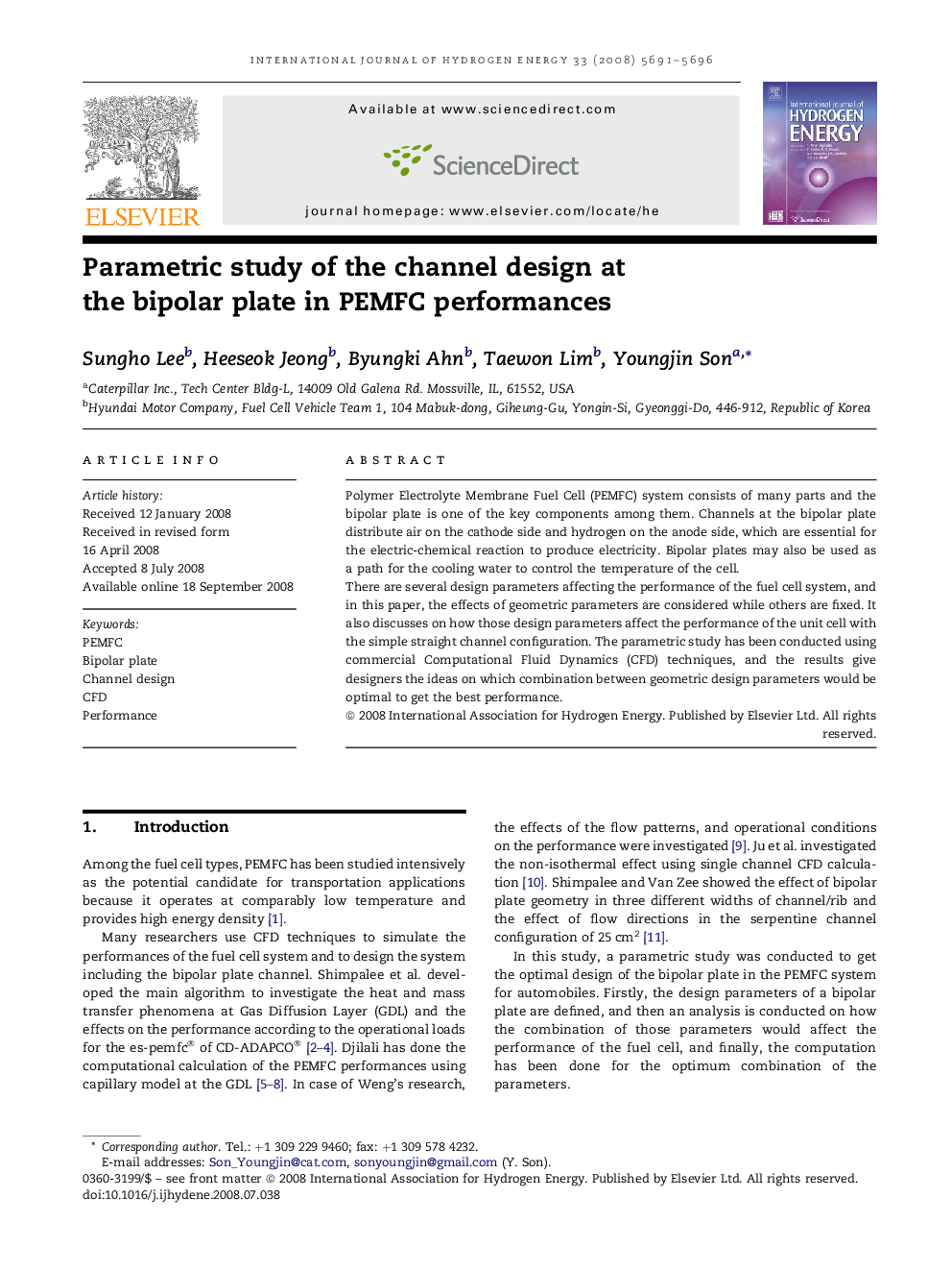 Parametric study of the channel design at the bipolar plate in PEMFC performances