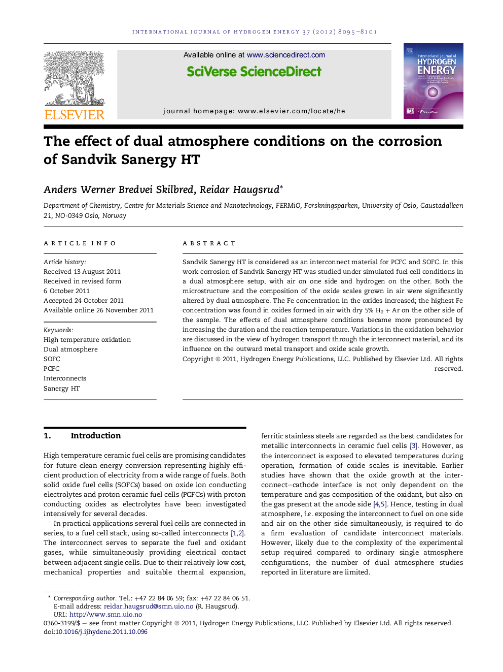 The effect of dual atmosphere conditions on the corrosion of Sandvik Sanergy HT