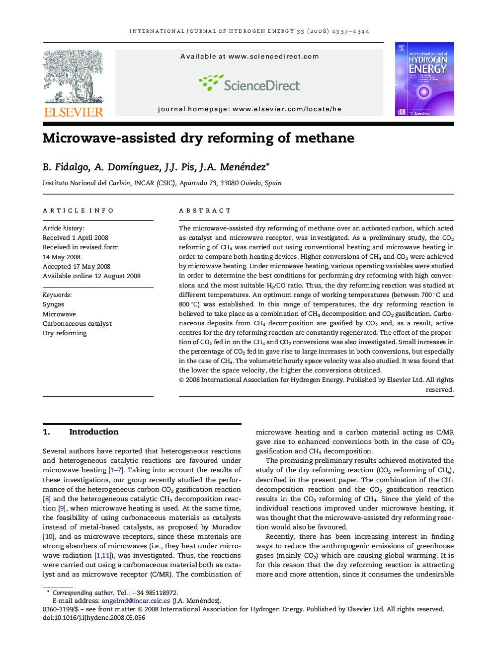 Microwave-assisted dry reforming of methane