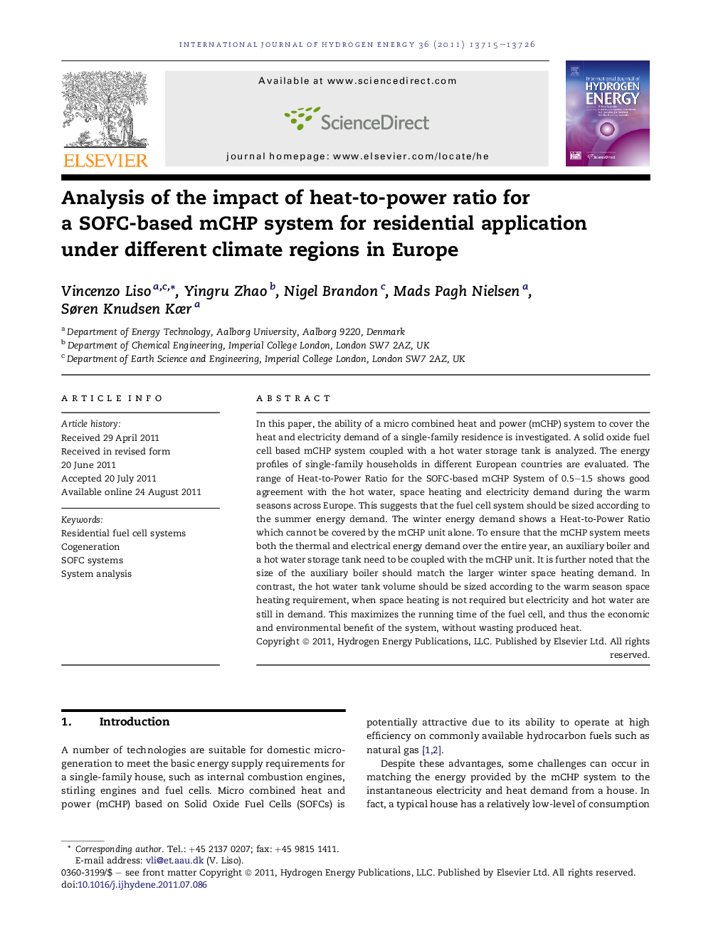 Analysis of the impact of heat-to-power ratio for a SOFC-based mCHP system for residential application under different climate regions in Europe