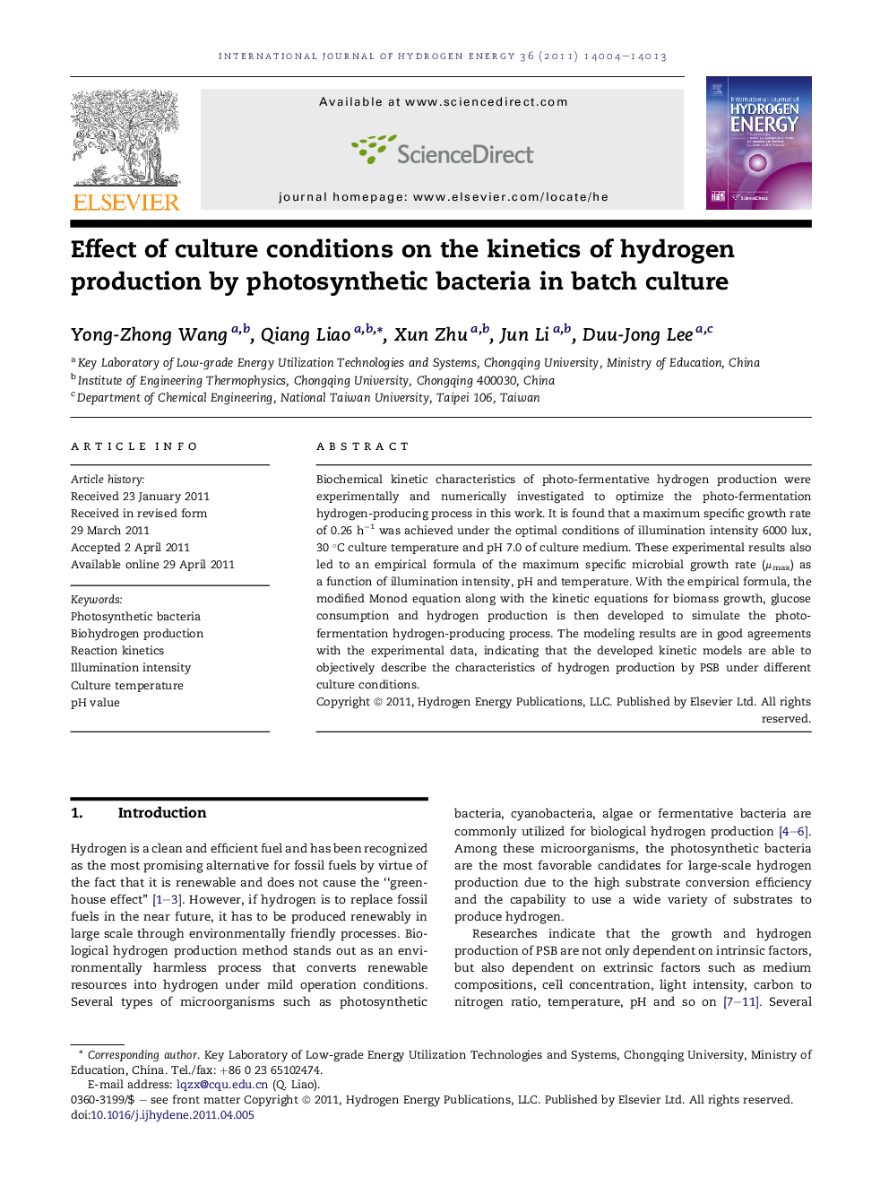 Effect of culture conditions on the kinetics of hydrogen production by photosynthetic bacteria in batch culture