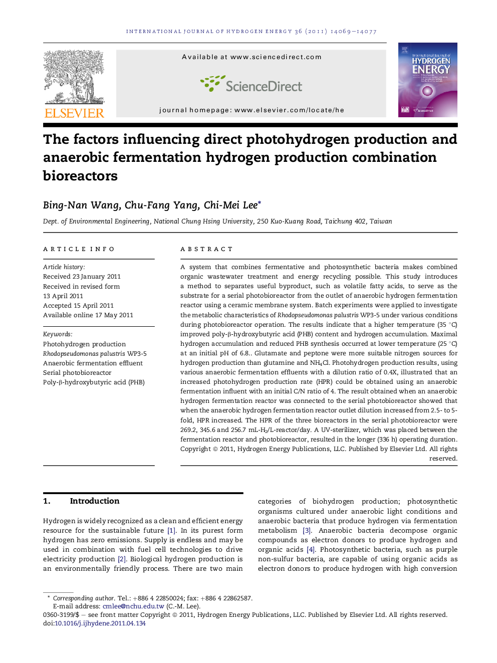 The factors influencing direct photohydrogen production and anaerobic fermentation hydrogen production combination bioreactors