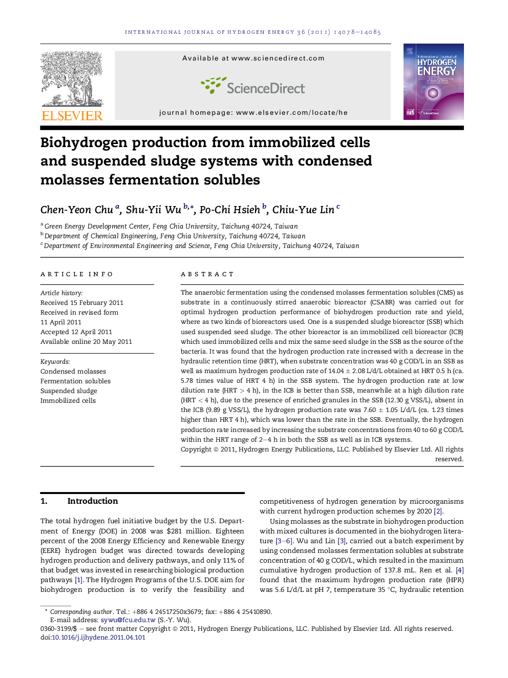 Biohydrogen production from immobilized cells and suspended sludge systems with condensed molasses fermentation solubles