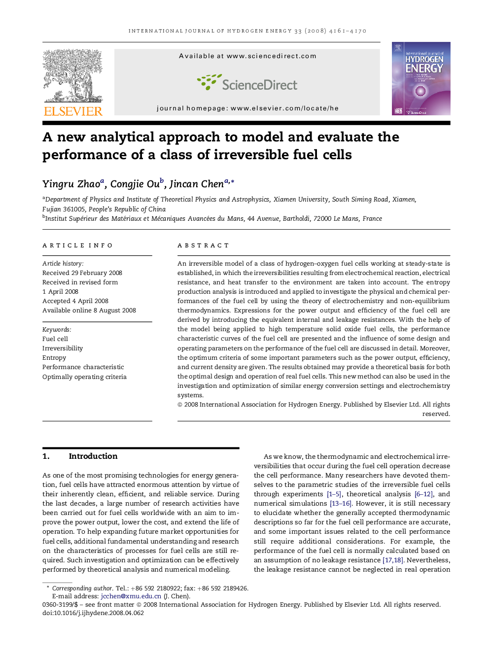 A new analytical approach to model and evaluate the performance of a class of irreversible fuel cells