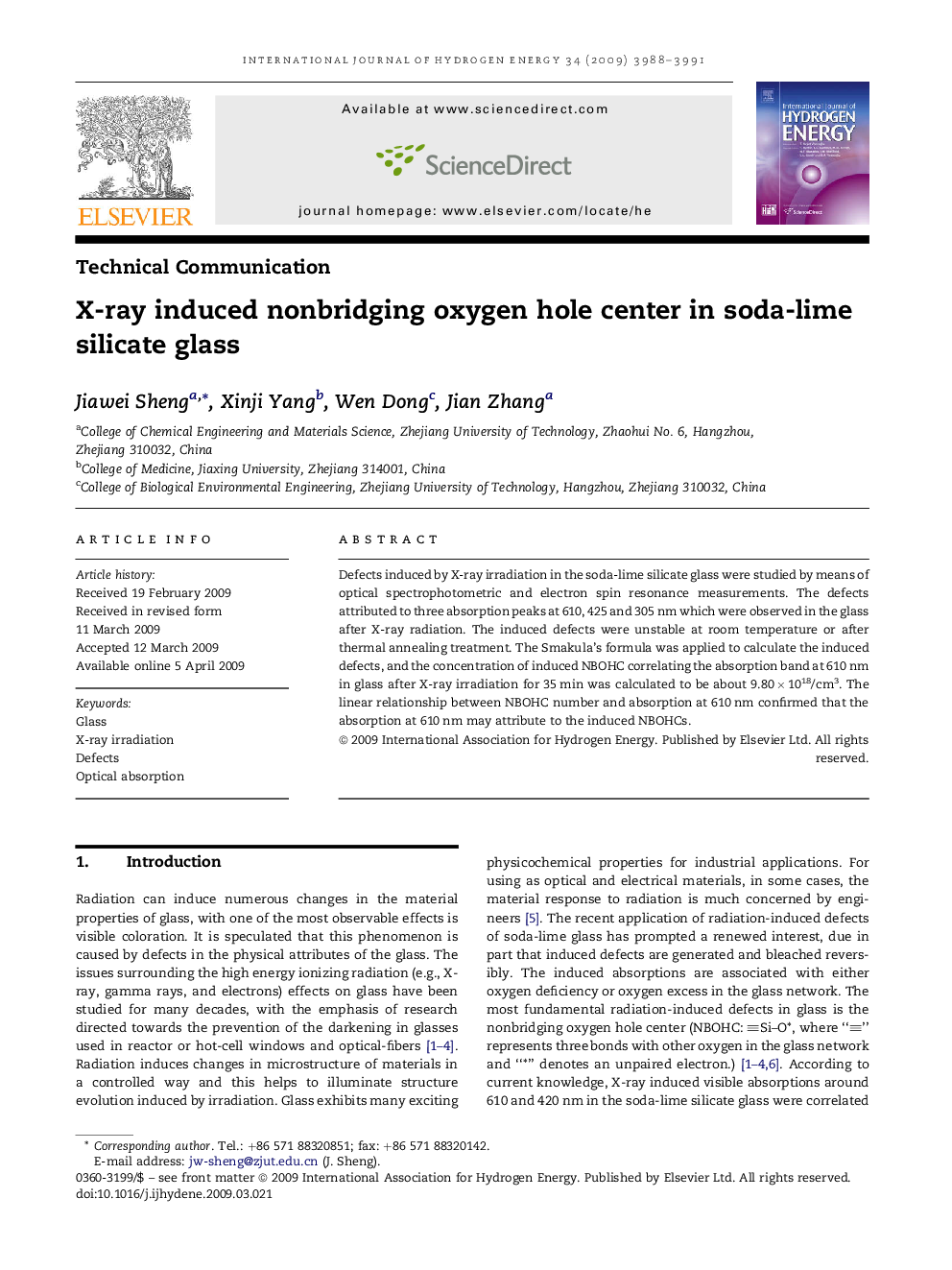 X-ray induced nonbridging oxygen hole center in soda-lime silicate glass