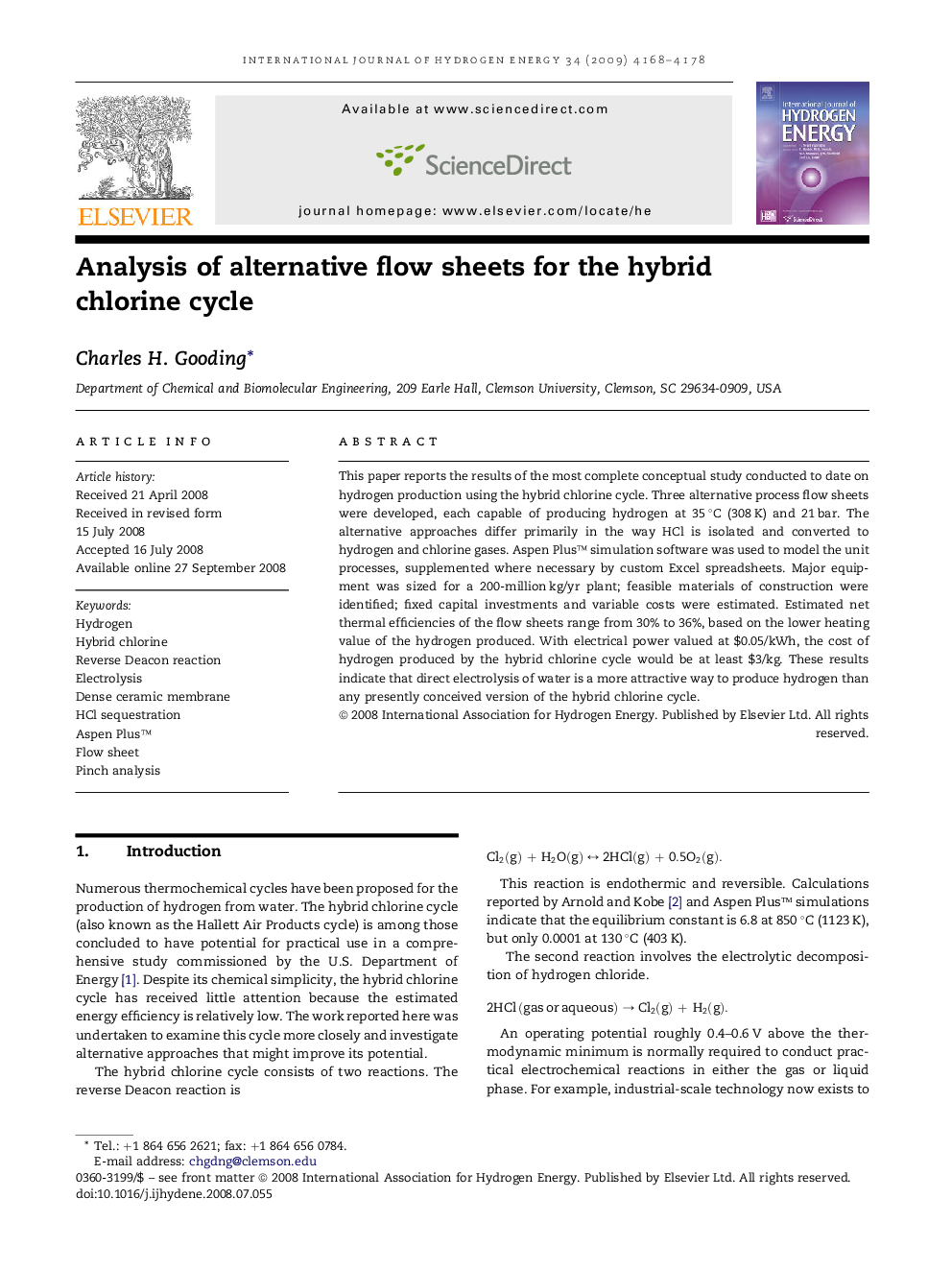 Analysis of alternative flow sheets for the hybrid chlorine cycle