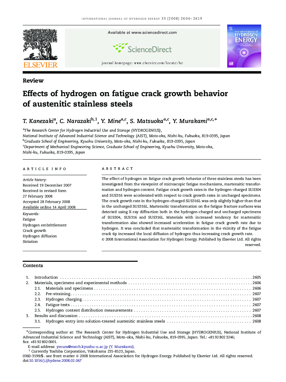 Effects of hydrogen on fatigue crack growth behavior of austenitic stainless steels