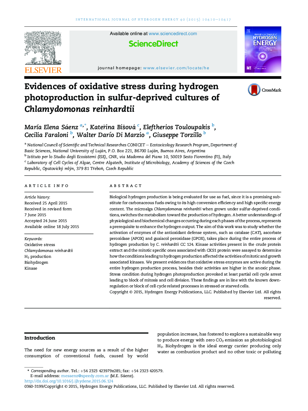 Evidences of oxidative stress during hydrogen photoproduction in sulfur-deprived cultures of Chlamydomonas reinhardtii