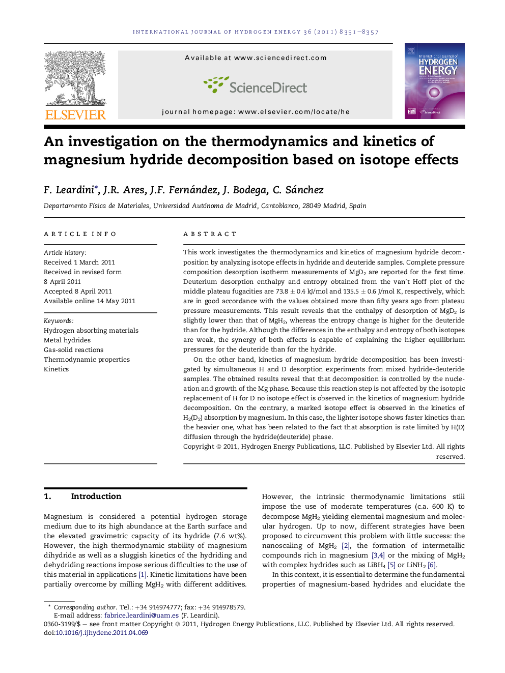 An investigation on the thermodynamics and kinetics of magnesium hydride decomposition based on isotope effects