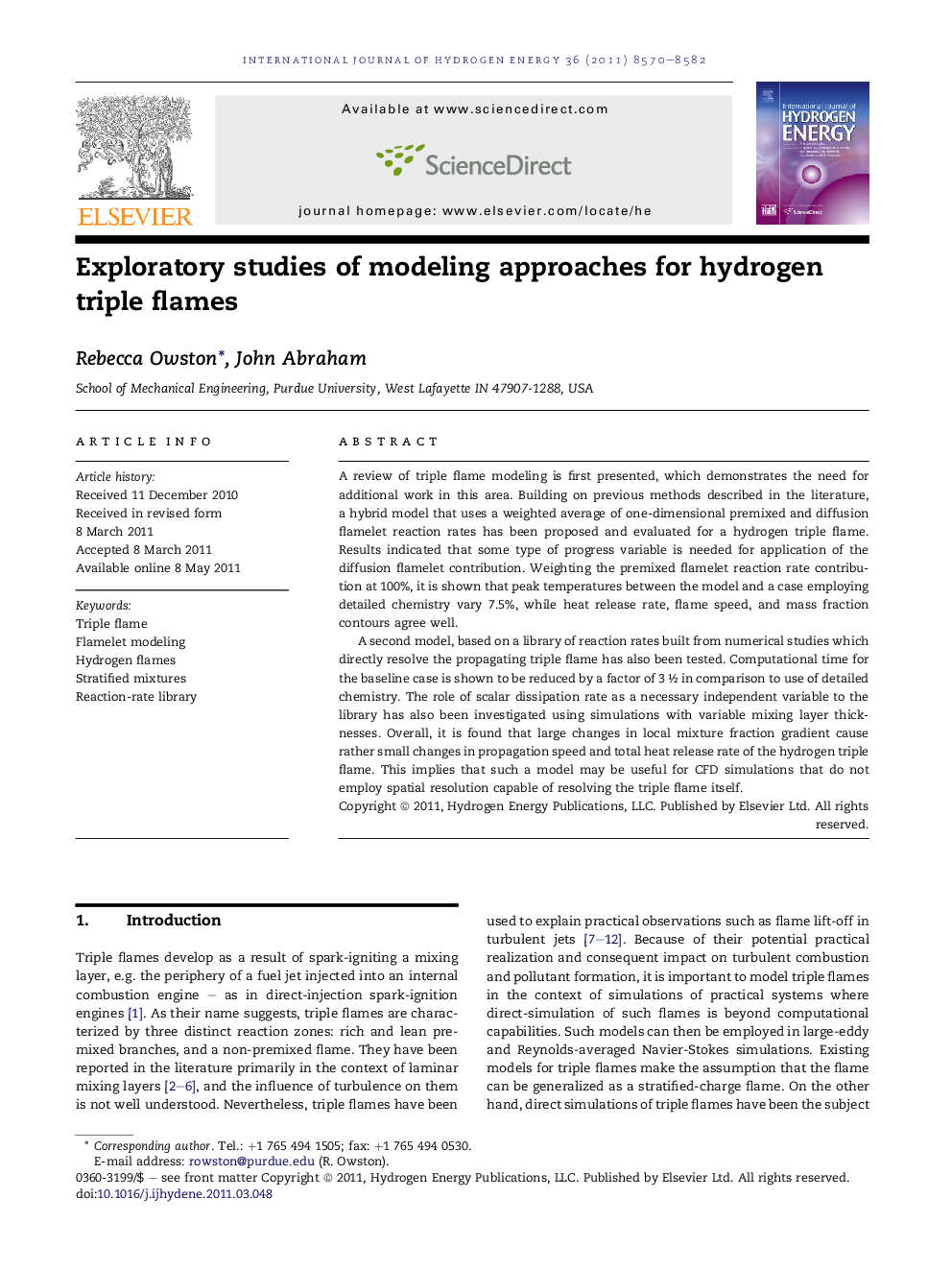 Exploratory studies of modeling approaches for hydrogen triple flames